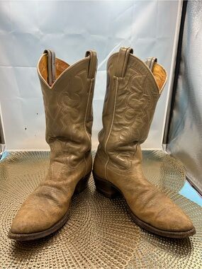 Tony Lama Men 9 vintage Texas exotic print cowboy boots